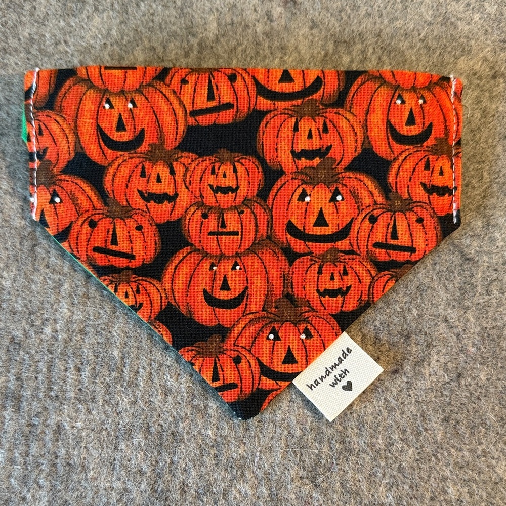Halloween Orange Pumpkin Scrunchie Dog Bandana